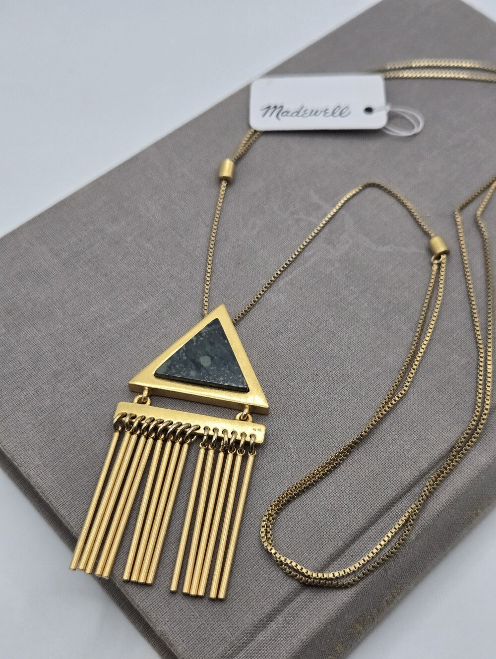 Madewell Triangle Fringe Necklace Western Gold Rope 20" PLUS Art Deco Glam 70s